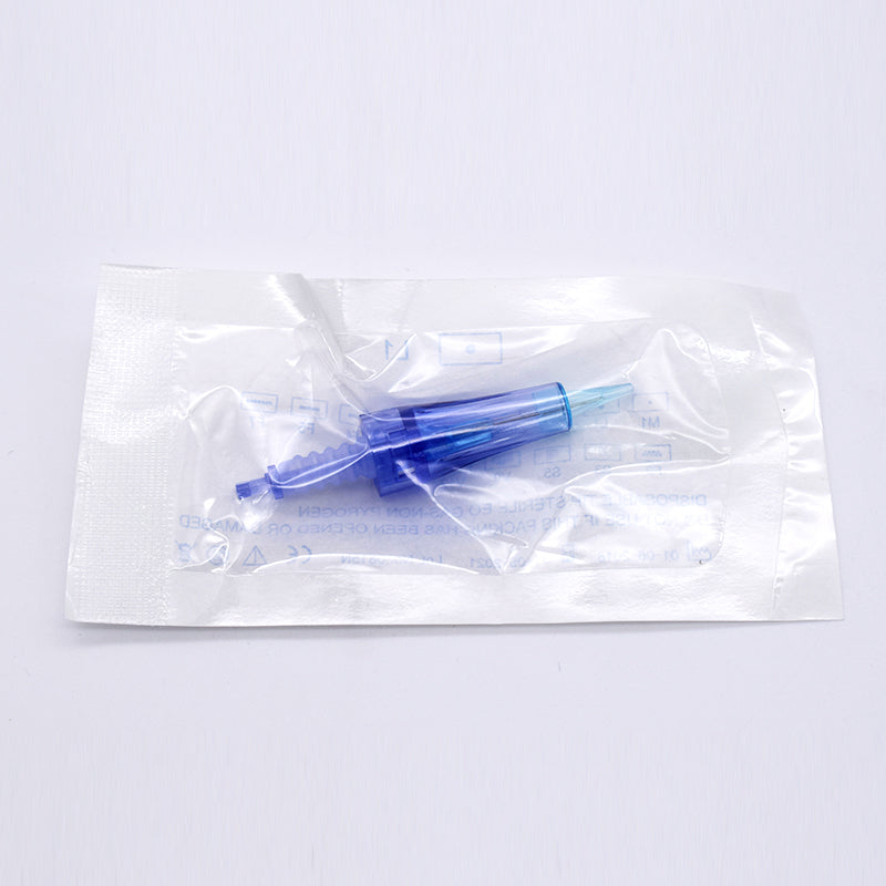 two blue toothbrushes in a plastic bag