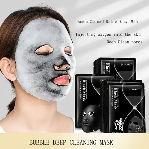 SAMANLI Bamboo Charcoal Cleansing Black Mask Samanli Bubble Mask 10 pcs