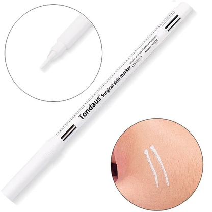 Microblading White Marker Pen Eyebrow Permanent Makeup Position Mark Tools with Ruler