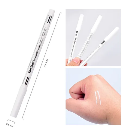 Microblading White Marker Pen Eyebrow Permanent Makeup Position Mark Tools with Ruler