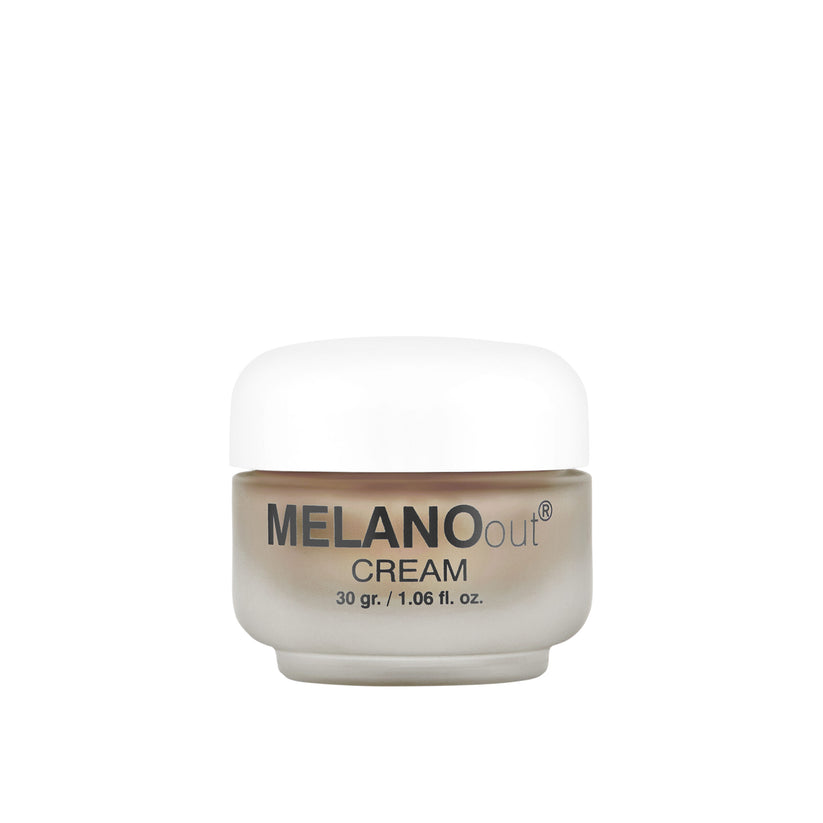 a jar of melanout cream on a white background