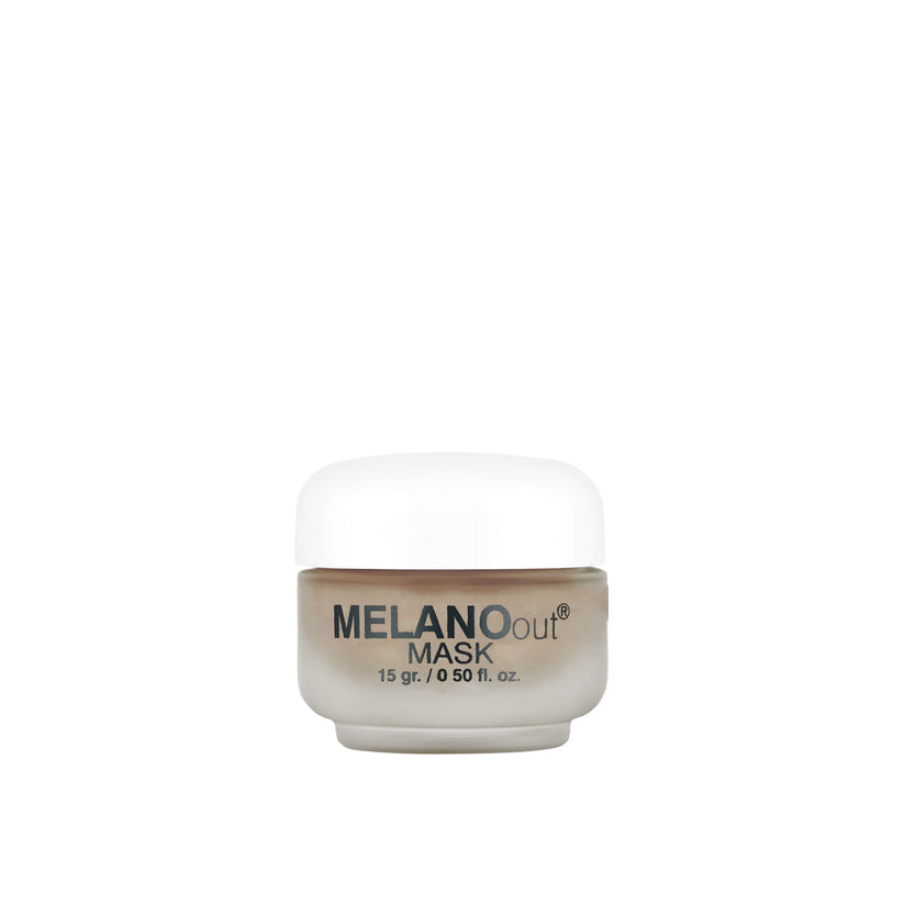 a jar of melano out mask on a white background