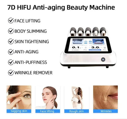 SD Cosmetics Care 7D Hifu with 7 Cartridges 11 Lines Body and Face Lifting Skin Tightening Wrinkle Removal