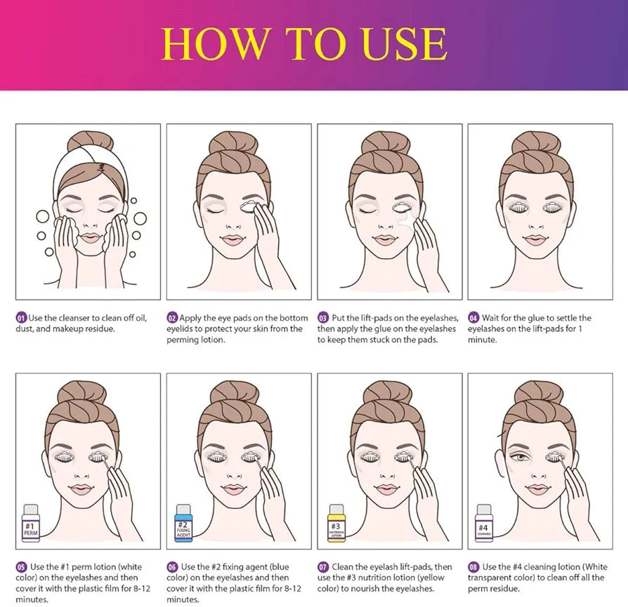 a woman's face is shown with instructions on how to use it