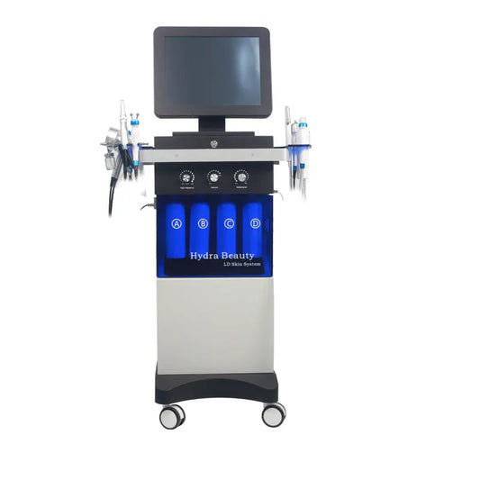 a medical cart with a monitor on top of it