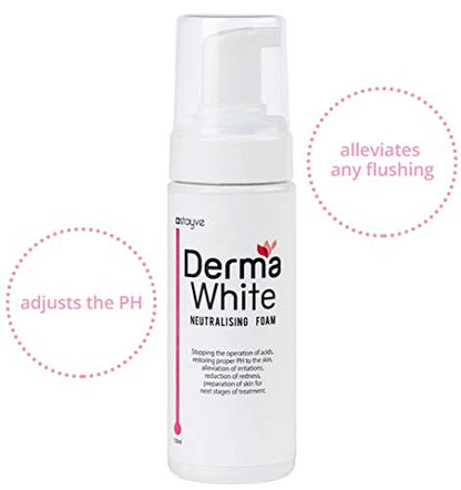 a bottle of derma white whitening foam on a white background