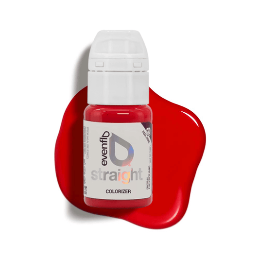 a bottle of bright red paint on a white background