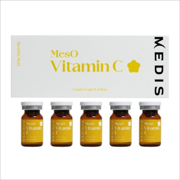 four bottles of meso vitamin c on a white background