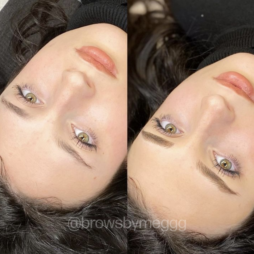 Comparison image of a client's lips before and after using Orange Coral - Tina Davies Lust Lip, demonstrating the enhancement in lip color and definition.