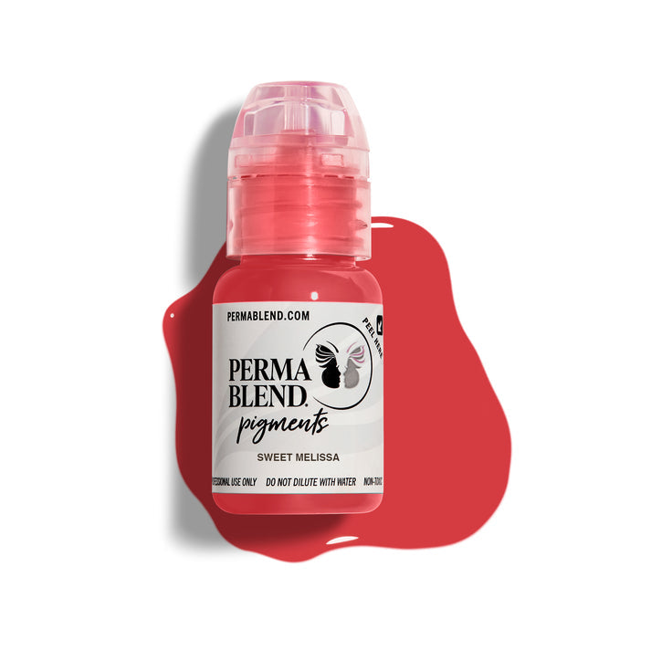 a bottle of red pigment on a white background