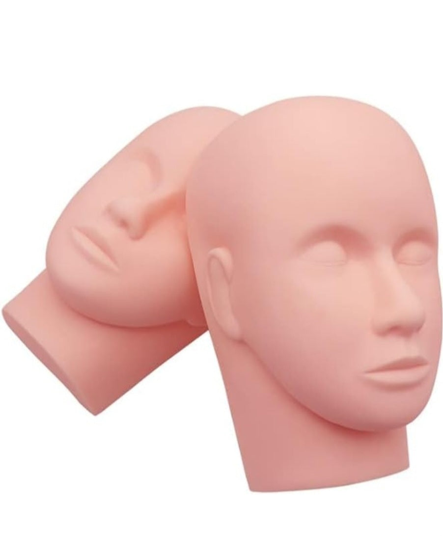 Mannequin Head, Practice Training Head, Make Up and Lash Extention, Cosmetology Doll Face Head, Soft-Touch Rubber Practice Head Light Pink