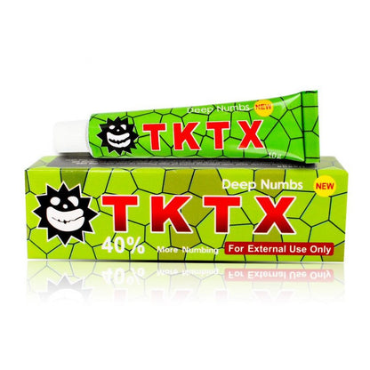 a tube of tktx toothpaste on a white background