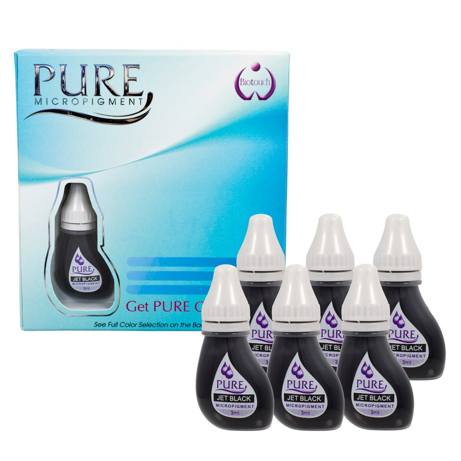 four bottles of pure air freshener sitting next to a box of air freshener