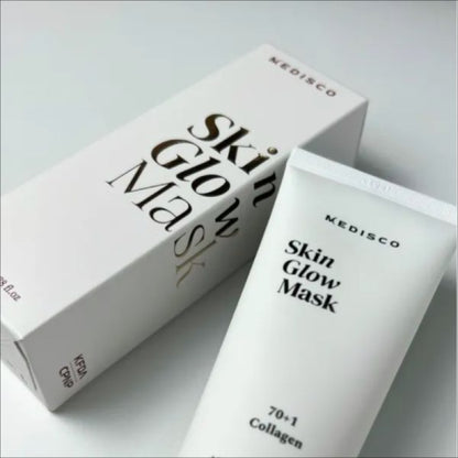 a tube of skin glow mask next to a box