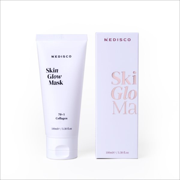 a tube of skin glow mask next to a box