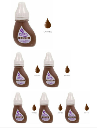 a set of six bottles of chocolate liquid